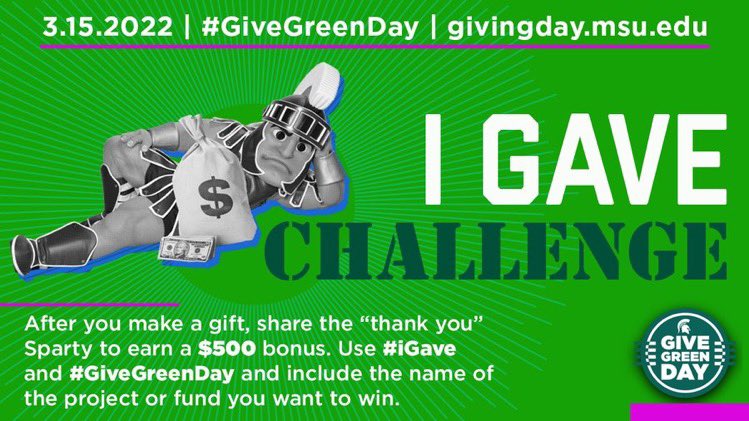#iGave #GiveGreenDay // <a href="/MSUAlum_Indy/">Indy Spartans</a> Endowed Scholarship