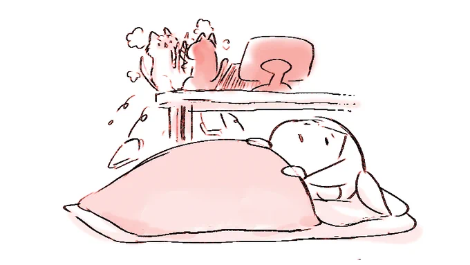 よなかニャンコさんのあばれがすごくて なんどもおきちゃた……💤 