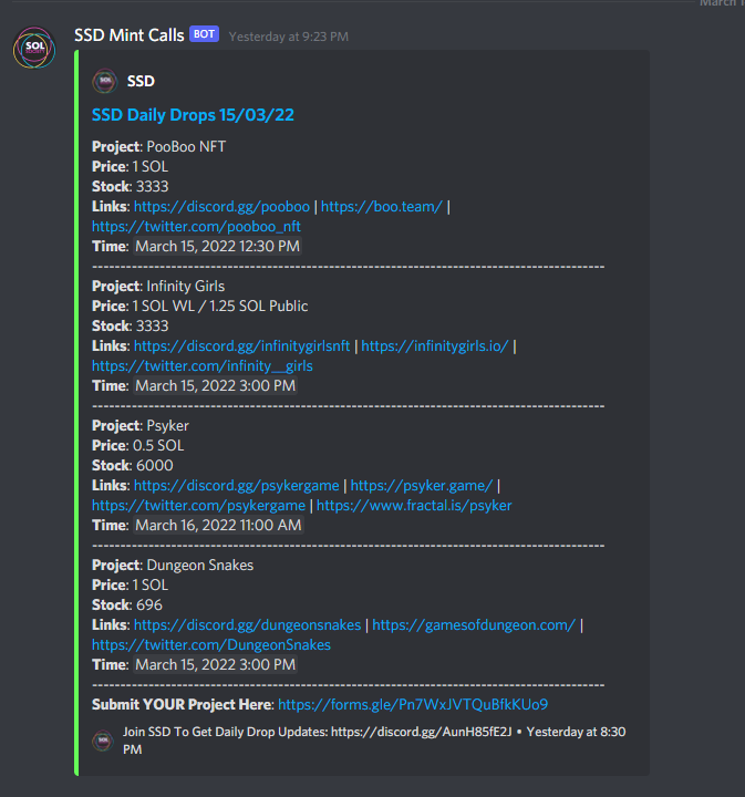 Which projects should be on our mint list for tomorrow?

March 16th

Tag them in the comments!

#SolanaNFTs #SolanaNFT #SolanaCommunity #NFTs #NFTCommunity #NFTCollection #DAO #SOL $SOL