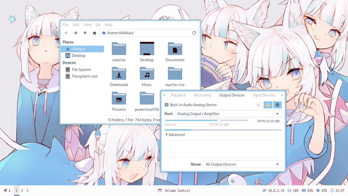 Shikikan_Neko08's tweet photo. ShArch Linux
[i3-gaps] A
OS : BTW
WM : i3-gaps
Terminal : Kitty
Font: Iosevka Term SS01

#ArchLinux #Unixporn #LinuxRicing #LinuxRice #i3wm https://t.co/g4lntsTvS9