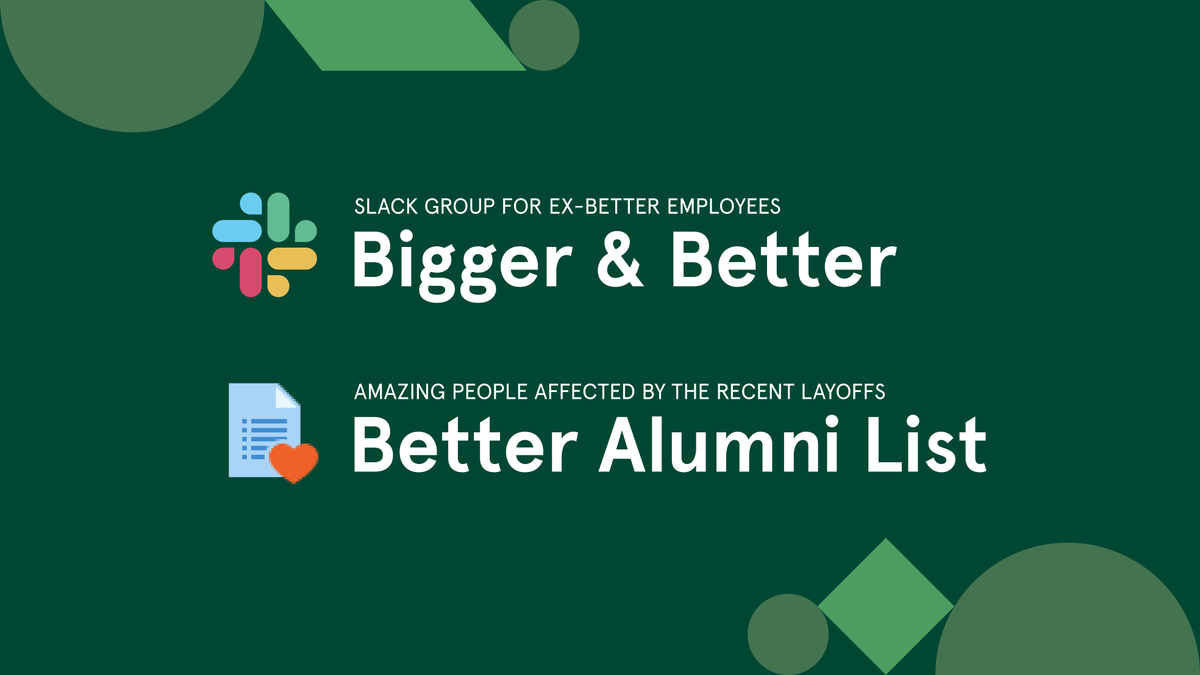 Ex-<a href="/betterdotcom/">BetterThetaMane</a> employees—and companies looking to hire these amazing people—I have some resources for you: linkedin.com/posts/ericblat…