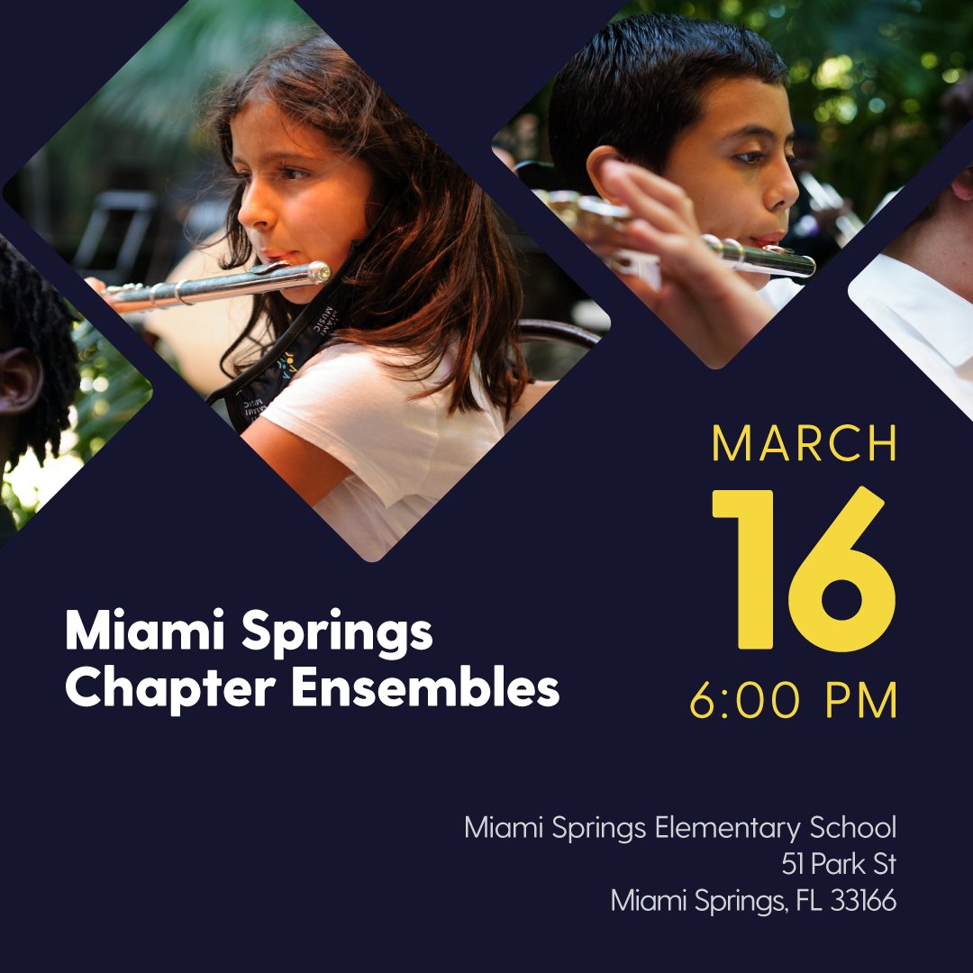 MiaMusicProject's tweet photo. 2 more concerts left in our Spring Concert Series! Come see the Miami Springs chapter TOMORROW at 6pm at Miami Springs Elementary!
#MiamiMusicProject #InstrumentsOfChange https://t.co/tfRaGoJdof
