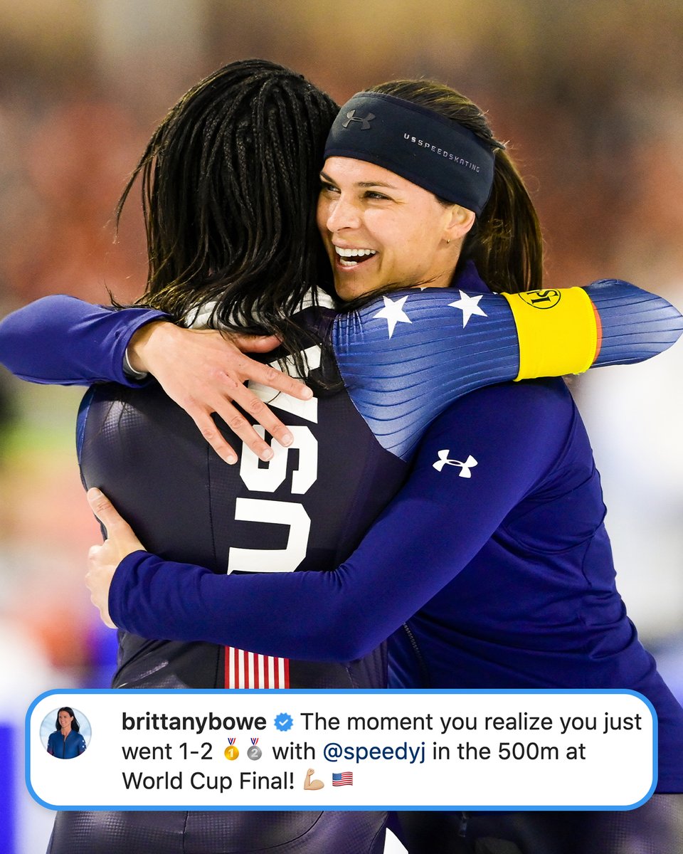 NBCOlympics's tweet photo. .@BrittanyBowe and @ErinJackson480 finished the season on the podium together. ❤️

@OnHerTurf | @USSpeedskating https://t.co/WHbxW2w3V9