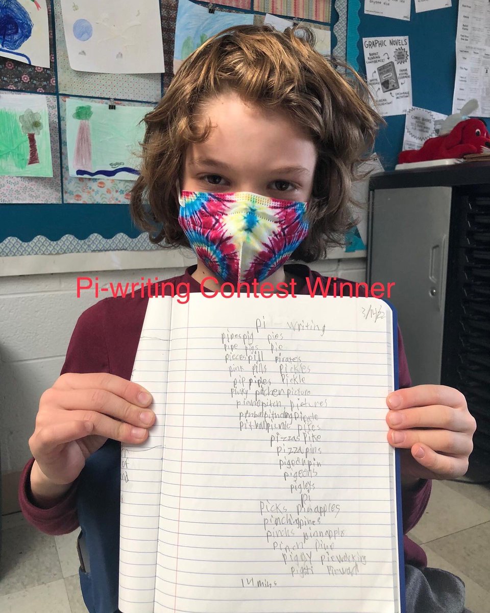 PCCS_Official's tweet photo. Gallimore Elementary 3rd graders celebrated ‘Pi Day’ yesterday with a word competition! Students had 3.14 minutes to write down as many words as they could think of that start with ‘Pi.’ Congratulations to the ‘Pi Day’ winner! #LearnPrepareThrive #PCCSCreatingTheFuture https://t.co/oYqHj05lrf