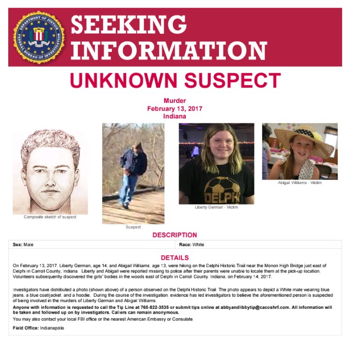 libertyg_sister's tweet photo. New FBI flier #abbyandlibby https://t.co/j7k67sdsTF
