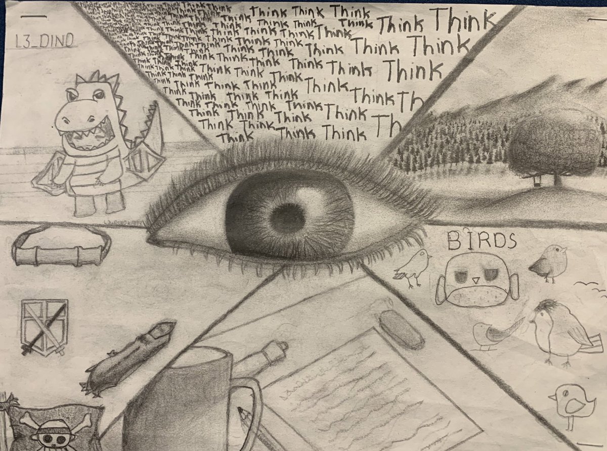 Eye catching art work from the Grade 7/8 class at <a href="/EcoleSprings/">Ecole Waterford Springs School</a> . Activity based on <a href="/ThatArtTeacherM/">Sierra Machado</a> . Her website and  videos are amazing and the lessons go well with the Manitoba art curriculum. @Manuel____Silva @WinnipegSD <a href="/ginaflorendo/">Gina Florendo</a>