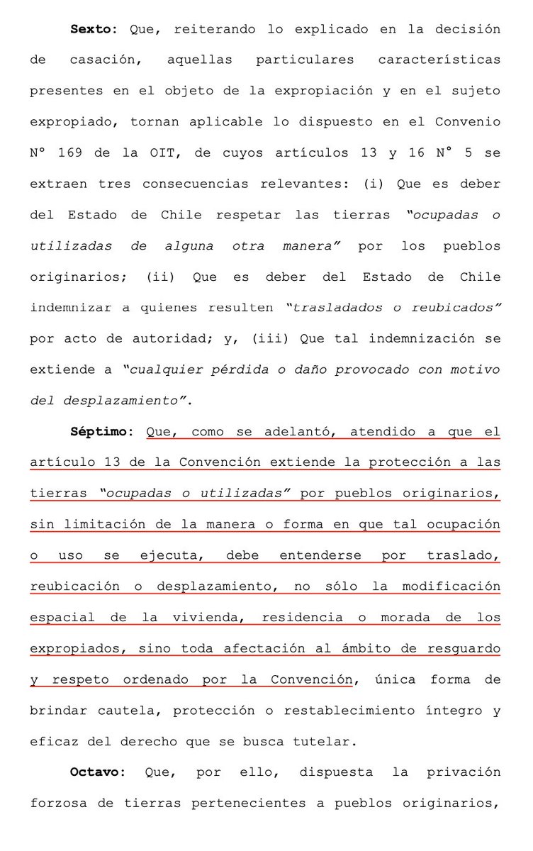 LuisCorderoVega's tweet photo. CS(15.3.2022,rol 139750-2020)si la expropiación recae en tierras indígenas las normas legales deben complementarse con las del Convenio 169 que obliga a considerar, para valorar el daño ocasionado, el desplazamiento de las tierras ocupadas o utilizadas por los pueblos originarios https://t.co/1KxH4HQwMk