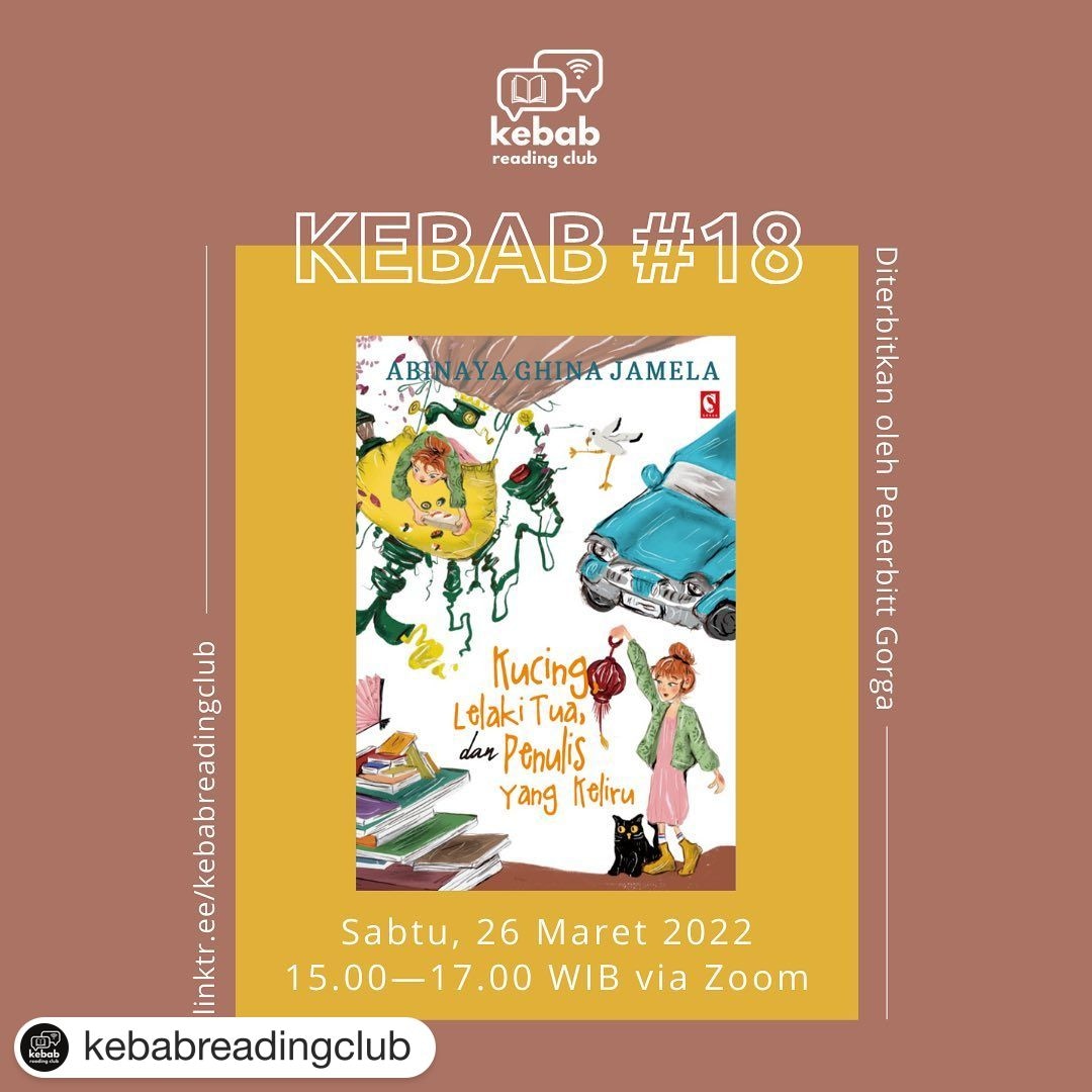 Jangan sampai ketinggalan, ya.
Om dan tante dari Kebab Reading Club bakal membahas buku terbaru Naya. Naya jadi deg-degan 😬