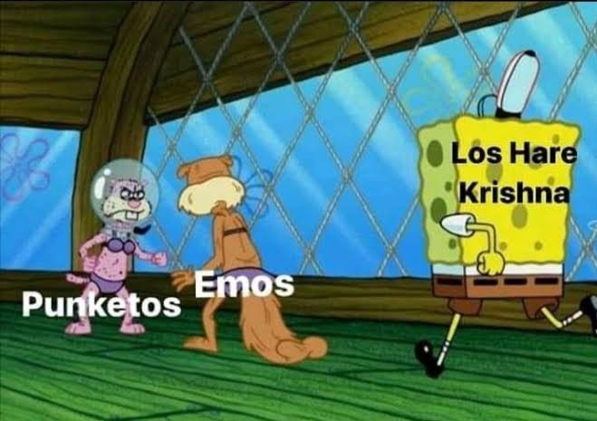 OneWeyNS's tweet photo. @ordenauta @Marialadelradio Jajajajajajaja qué hubieramos hecho si. Los Haré Krishna #EmosVsPunks #MiercolesDeJuegos https://t.co/DPdoIA3uw2