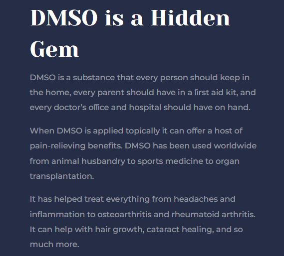 DMSO_Store's tweet photo. DMSO is the people’s #medicine. It is completely #natural and very #aﬀordable. https://t.co/lV5sN1TQKf
