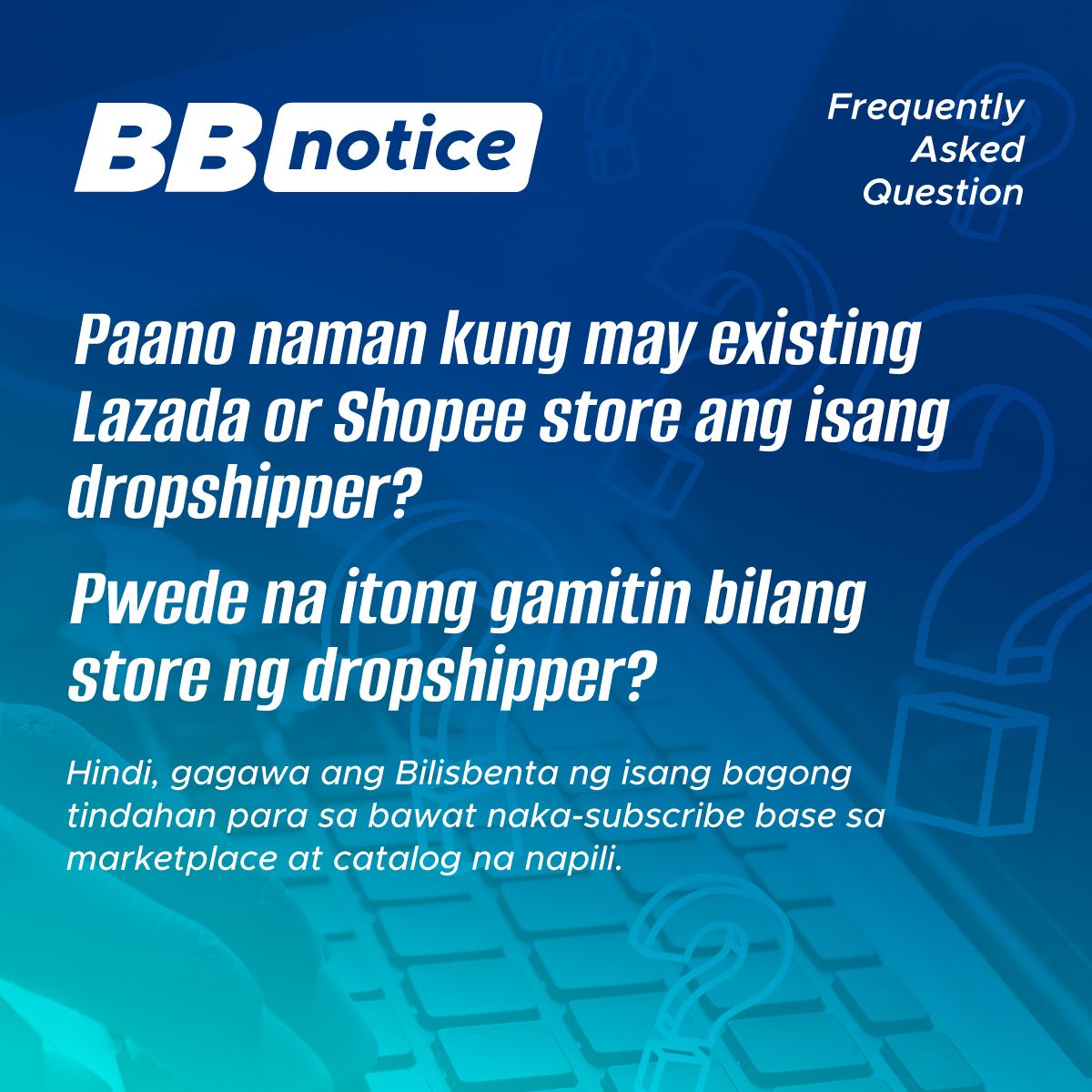 Bilisbenta_'s tweet photo. BBNotice: Paano nga ba kung may store ka na sa LAZADA or SHOPEE, at kung meron pwede bang gamitin ito?
Hindi, gagawa ang Bilisbenta ng isang bagong tindahan para sa bawat naka-subscribe base sa marketplace at catalog na napili.
#HUSTLEwithoutHASSLE https://t.co/e13y1dLEWG