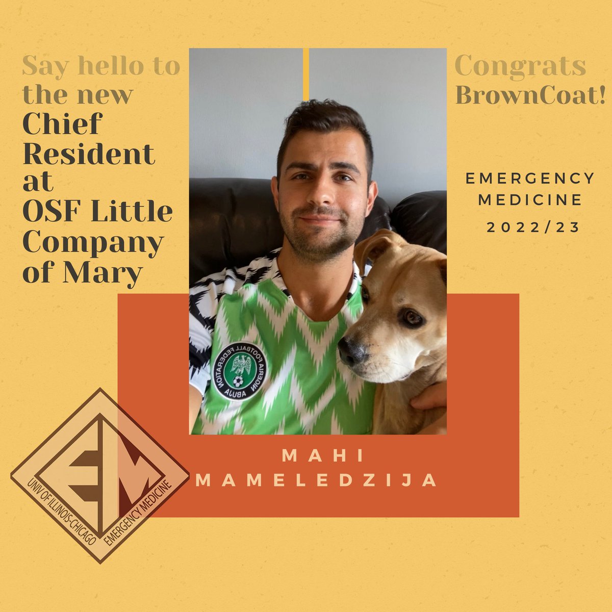 #Congratulations #EMChiefResident @OSFHealthCare #littlecompanyofmary #EmergencyMedicine #BrowncoatNation #WindyCityEM