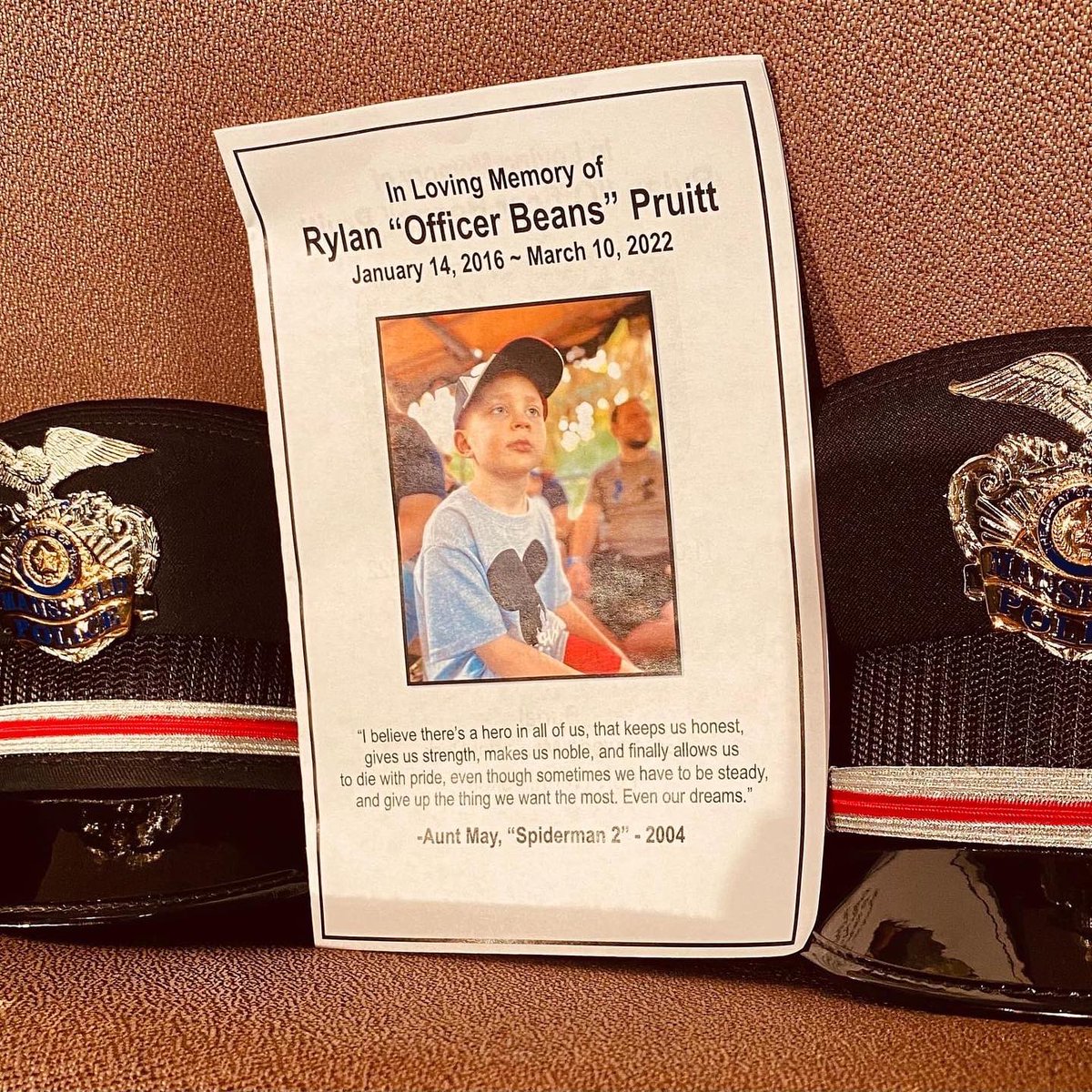 MansfieldPDTX's tweet photo. Today, officers, family, and friends from around North Texas celebrated the life of Rylan “Beans” Pruitt. He touched so many lives with his smile and love for life. May he Rest In Peace and please continue to pray for his family. #RylanStrong #RememberRylan https://t.co/9YBD09Zi5d