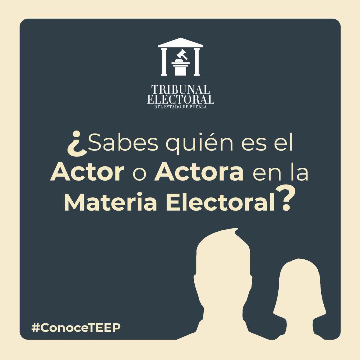 trielecpue's tweet photo. #ConoceTEEP ⚖️
¿Sabes quien en el actor o actora en la materia electoral? 

#TribunalesLocalesElectorales https://t.co/CZQfLrUNYt