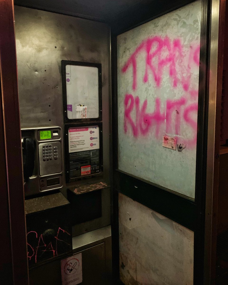 Trans Rights
.
#liverpool #graffiti #phonebox #telephonebox #writingonthewall #wordonthestreet #transrights #trans #pink #night #nightlife #streetphotography #urban #street #city #citylife