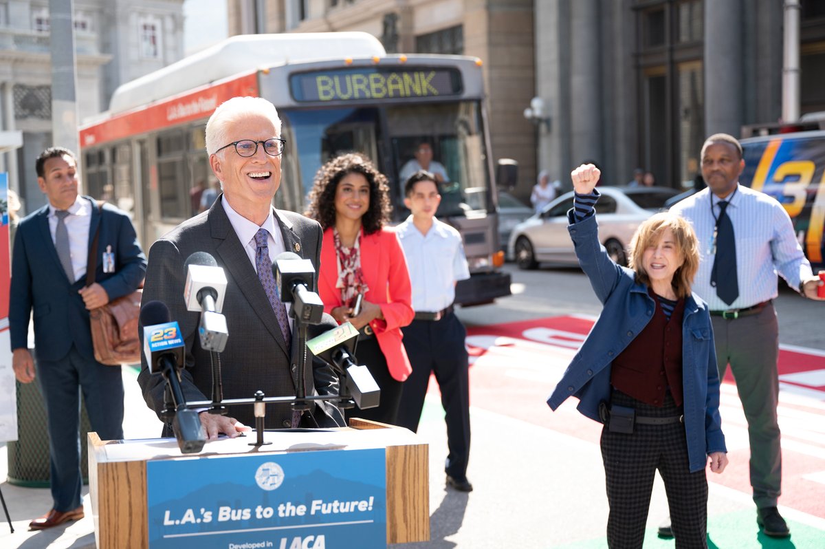 Stop right there! 🚌 The season premiere of #MrMayor airs right now at 8:30/7:30c on @NBC