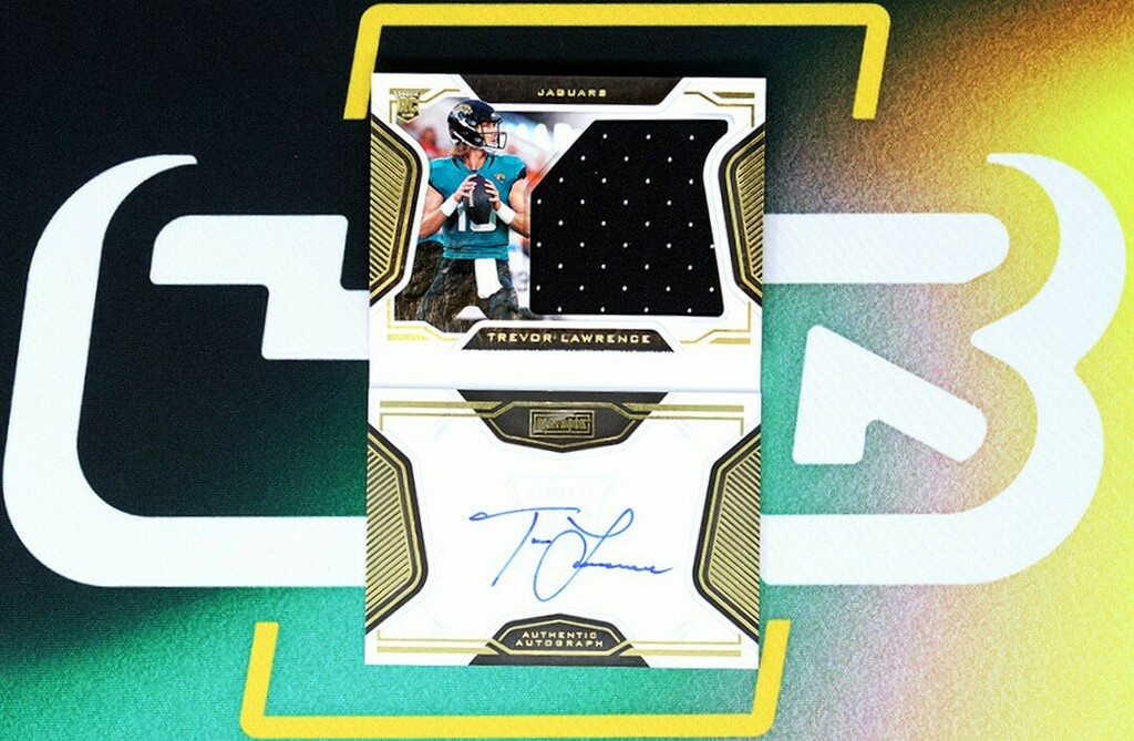 cardsmithsbreak's tweet photo. Trevor Lawrence Rookies Playbook Jersey Autographs #/99 from 2021 Panini Playbook Football! #csbheat #paniniamerica #playbookfootball #footballcards #sportscards #tradingcards #trevorlawrence #jaguarsfootball #Jacksonvillejaguars #groupbreaks https://t.co/8pLvyFXIJ6 https://t.co/10IAzfXubF