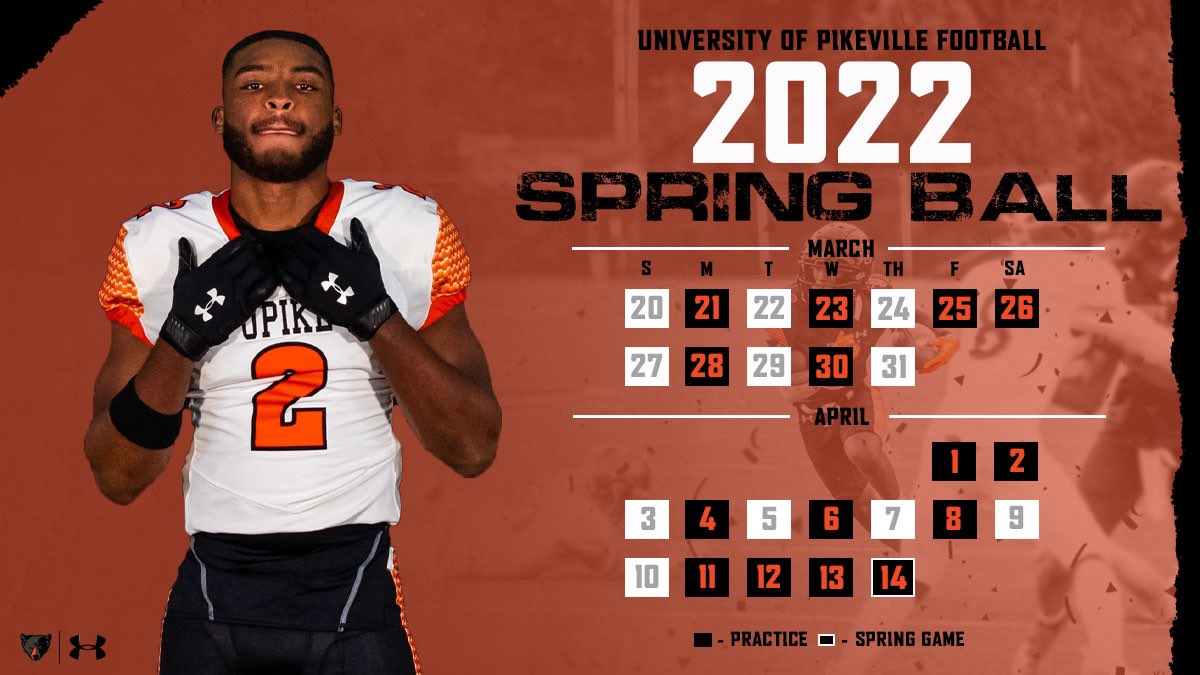 UPIKE FOOTBALL on Twitter: "🚨2022 Spring Ball Schedule🚨Can't wait! #