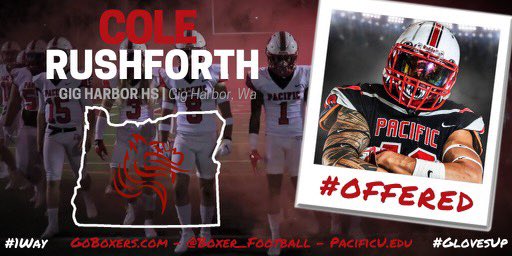 After a great phone call with <a href="/CoachJCraft/">Coach Jim Craft</a>, I’m blessed to announce that I’ve received my 6th collegiate offer from <a href="/Boxer_Football/">Pacific Football</a> !! #GoBoxers🔴⚪️ <a href="/TheTidesRising/">The Tides Rising</a> <a href="/NWBallers_/">Northwest Ballers</a> <a href="/CascadiaPreps/">Cascadia Preps</a> <a href="/RylandSpencer/">Ryland Spencer™</a>
