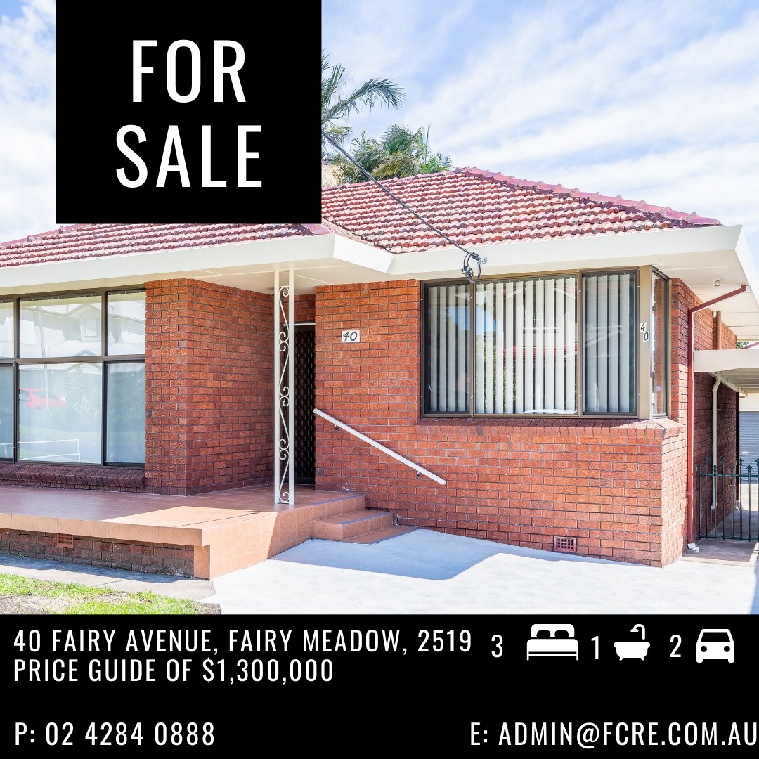 FirstChoice__'s tweet photo. SALE! SALE! SALE! SALE!
40 Fairy Avenue, Fairy Meadow
3 bed  | 1 bath  | 2 car
Original well maintained three bedroom home with polished timber and tiled floors throughout located in quiet street in close vicinity to schools, shops &amp; public transport

#sale #realestate #illawarra https://t.co/0wKBsYJFrg