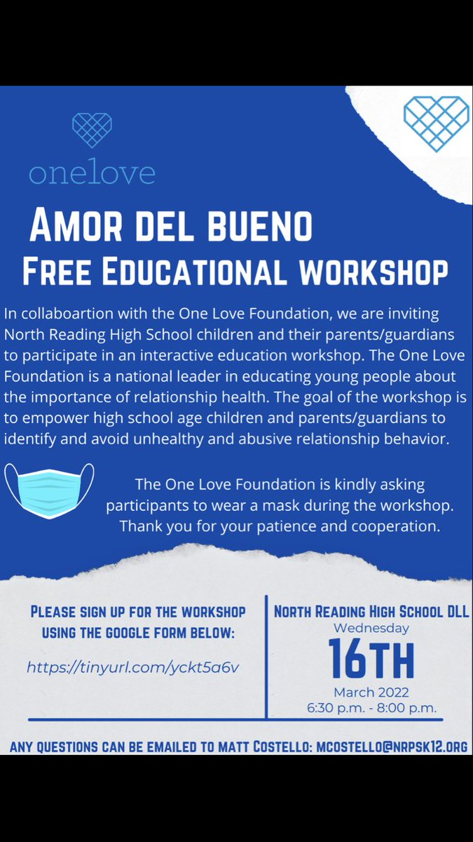 GLaxNRHS's tweet photo. 🔷LAST CALL🔷
@northreadinghs is hosting a @Join1Love “Amor Del Bueno” free educational workshop. Please read the attached flyer for details. We hope to see you there! #JoinOneLove https://t.co/q4LfZQR2UM
