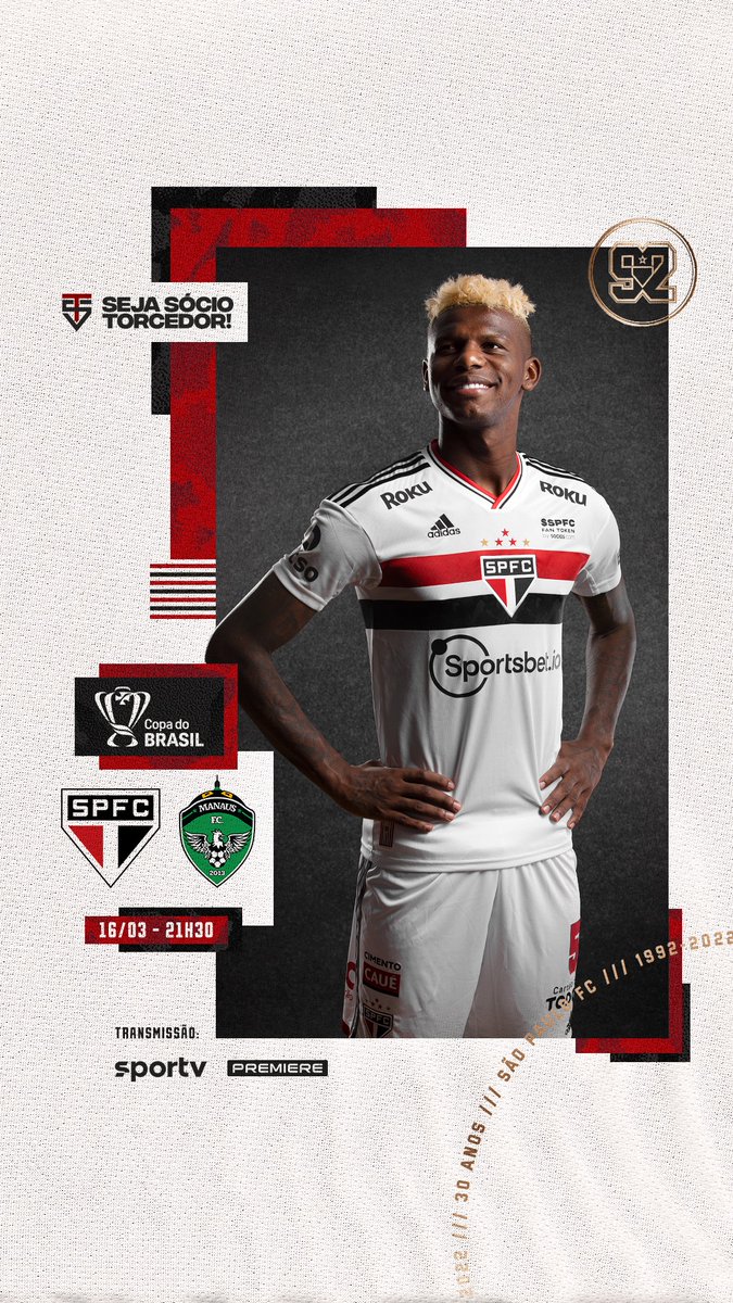 SaoPauloFC's tweet photo. É #DiaDeTricolor!

⚽ São Paulo x Manaus
🏟 Morumbi
⏰ 21h30
🏆 Copa do Brasil

📺 SporTV e Premiere
🎙️ SPFCtv [https://t.co/CJlTQA0r29]

#VamosSãoPaulo 🇾🇪 https://t.co/huZF7mSsid