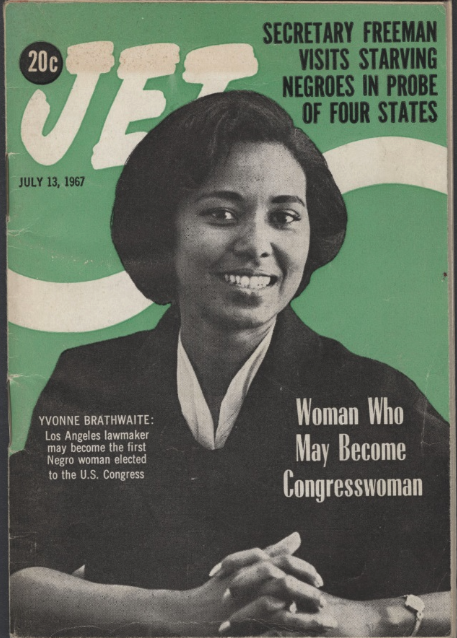 COPH_CSUF's tweet photo. In 1973, just six years after she graced the cover of Jet, Yvonne Braithwaite become the first African American woman elected to Congress from California. She discussed this, and other achievements, in her 2017 #oralhistory. 
#WomensHistoryMonth
https://t.co/AcgiZA9j5T https://t.co/yrpWAU9fSi