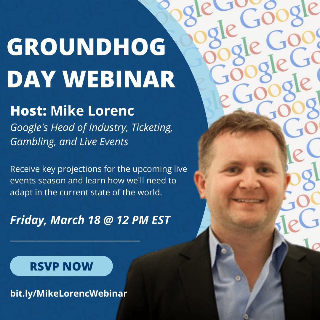intixassoc's tweet image. 🚨 We're welcoming back industry expert Mike Lorenc for his Groundhog Day presentation this Friday, March 18 at 12 PM EST! Listen to Google's Head of Industry, Ticketing, Gambling, &amp;amp; Live Events reveal key projections for the upcoming season. 

RSVP here: bit.ly/MikeLorencWebi…