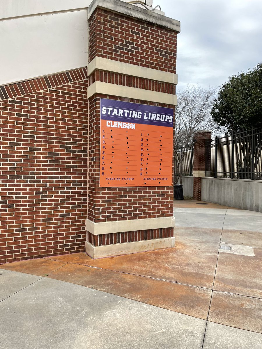 CFPRoadtrip's tweet photo. @ClemsonBaseball Wondered why the line up wasn’t posted when we arrived just before first pitch…bad omen? #GoTigers https://t.co/1Yic40y1lR