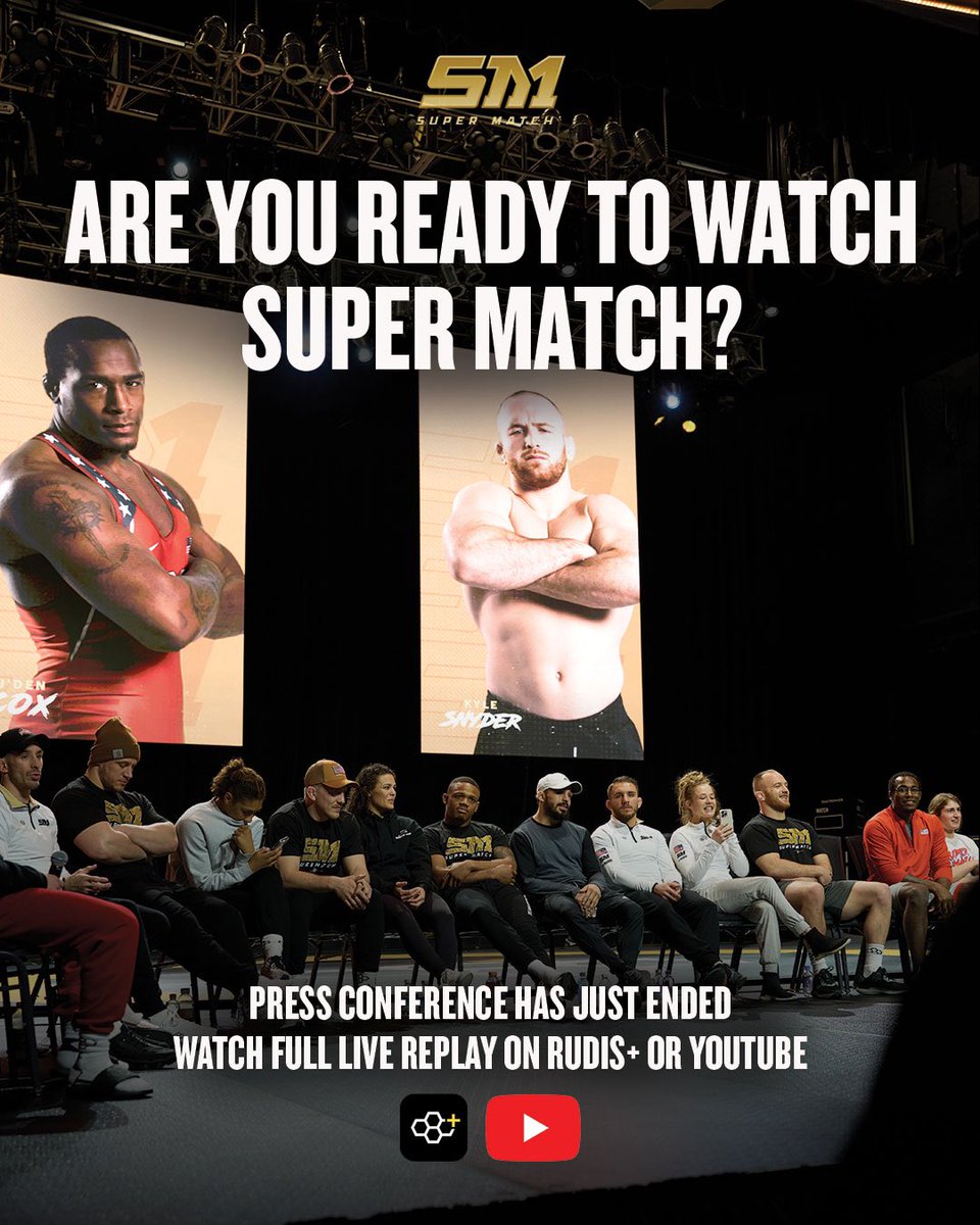 SUPER MATCH - ARE YOU READY!?

Where to watch: RUDIS+ app or rudis.com/super-match

How to watch: subscribe to RUDIS+ via rudis.com/super-match

When to watch: TOMORROW, Wednesday, 3-16-2022 at 6:30 pm EST 

#RUDIS
#SuperMatch