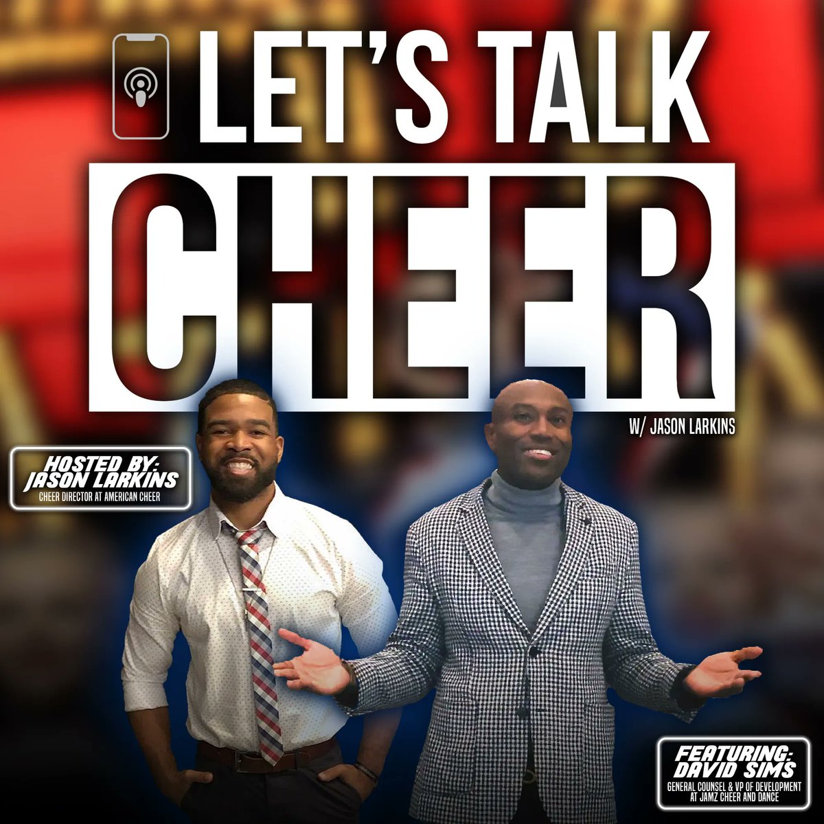 Our very own David Sims is ft on this weeks ep of the 'Let's Talk Cheer' Podcast, hosted by <a href="/JasonLarkins/">Jason Larkins</a> of American Cheer! Hit that 🔗 to hear David &amp; Jason talk JAMZ, Nationals, All Star Cheer + more!
Apple Pod: apple.co/3w6vwDf
Spotify Pod: spoti.fi/3q5yNyY