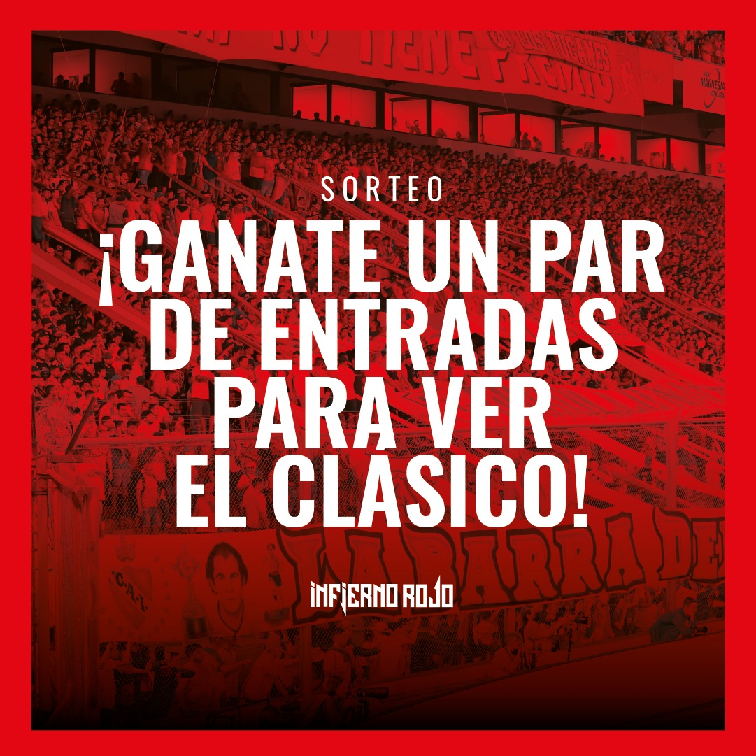InfiernoRojo's tweet photo. 🚨💣 ¡Sorteamos 2 pares de entradas para el clásico con Racing! 🔥

¿Cómo participar? Dale RT, comentá con el resultado del partido y seguí la cuenta.

Se van el viernes a las 20hs 💨

https://t.co/fdeMqWj5zO https://t.co/LwgAjGTJgr