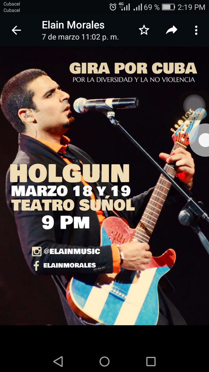 Ya en HOLGUÍN se encuentra Elain Morales, las entradas a la venta en el propio teatro. Nos vemos hoy con la FEU.