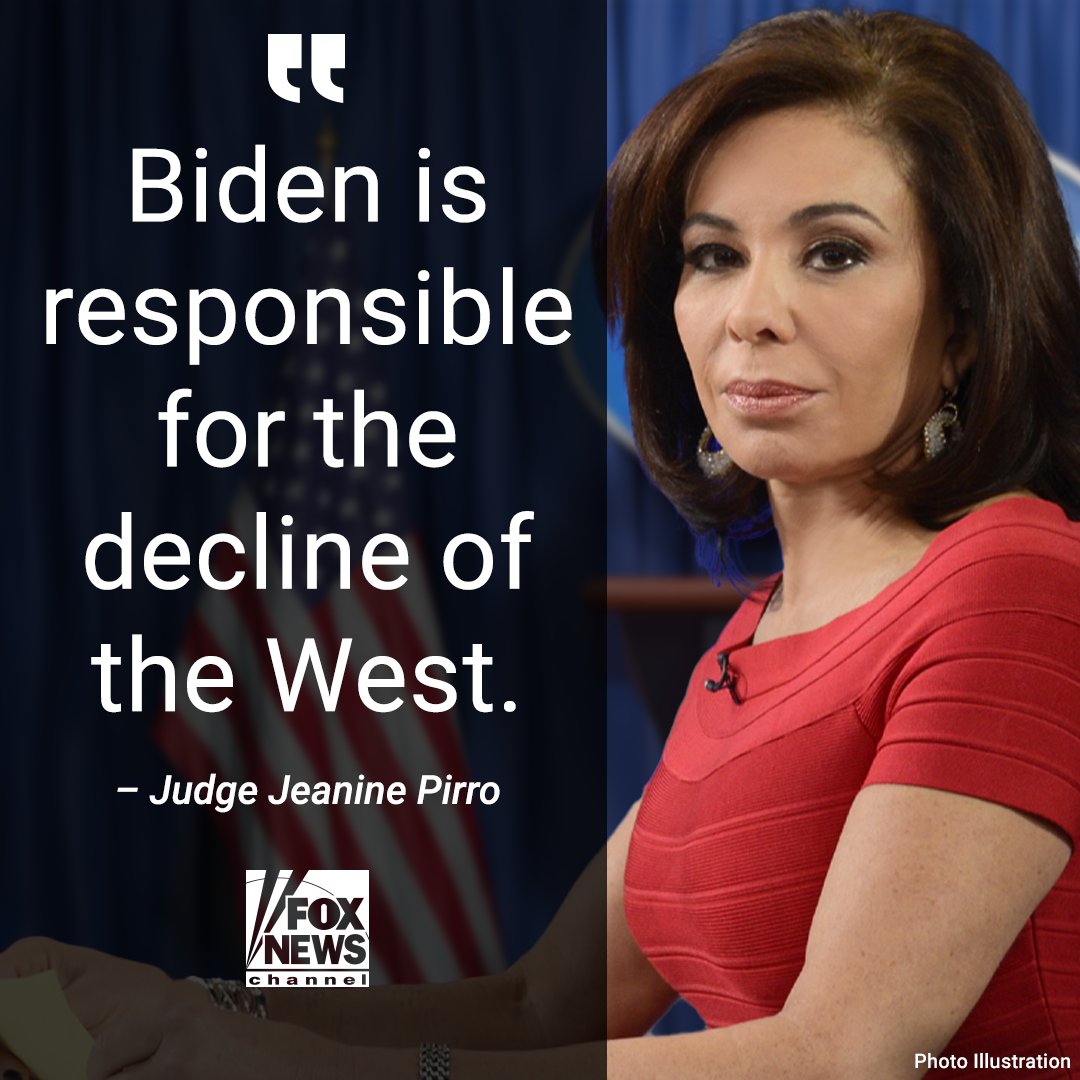 FoxNews's tweet image. ‘HE IS A WUSS’: @JudgeJeanine slams Biden for failing to intimidate Putin the way she says former President Trump would have.