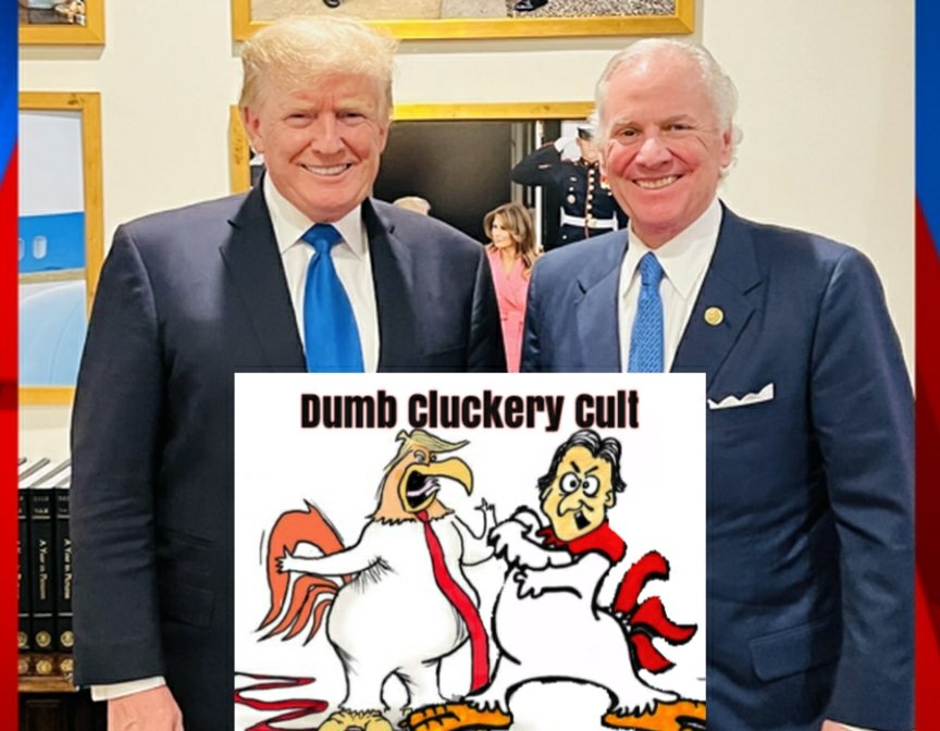 MurdockResists's tweet photo. @Gary4GovSC @henrymcmaster #FoghornLeghorn Henry #McDisaster emulates Trump
b/c he isn't man enough to do his job as governor himself. Both are big chickens when it comes right down to it! Each likes to think they are the only rooster in town, but clearly both are all crow & little rooster!🤏 https://t.co/WncepTRIlE