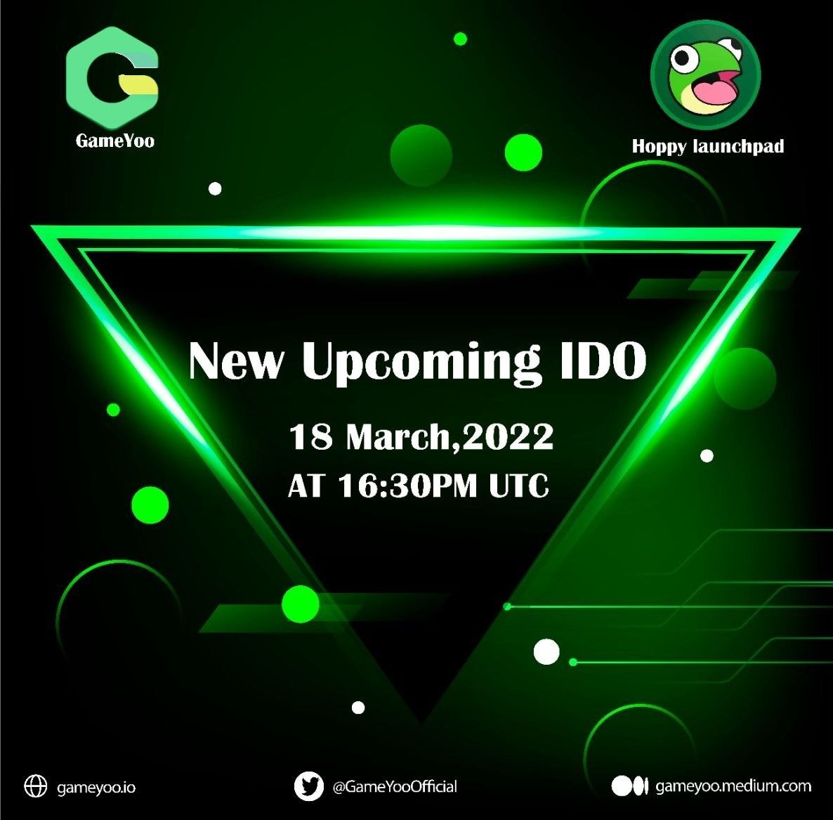 GameYoo (@gameyooofficial) on Twitter photo ⌛Hoppy Launchpad IDO on the way🏃🏻♂️🏃🏻♂️
📢<a href="/HoppyMeme/">HOPPY Launchpad</a> will Host GameYoo's Public #IDO
🗓️18 March 2022
🕧04:30 PM UTC
💥For More Details Visit:
🌐Website (hoppy-meme.co)
💬TG Announcements (bit.ly/3w9I6S8)
📝TG Channel (t.me/HoppyMeme_Offi…) ⌛Hoppy Launchpad IDO on the way🏃🏻♂️🏃🏻♂️
📢<a href="/HoppyMeme/">HOPPY Launchpad</a> will Host GameYoo's Public #IDO
🗓️18 March 2022
🕧04:30 PM UTC
💥For More Details Visit:
🌐Website (hoppy-meme.co)
💬TG Announcements (bit.ly/3w9I6S8)
📝TG Channel (t.me/HoppyMeme_Offi…)
