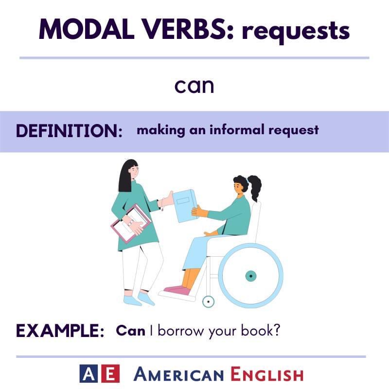 ajhogeofficial's tweet image. Can we trouble you to take a look at our next modal for requests? &apos;Can&apos; is used in informal situations to make requests and is less polite than &apos;would&apos; or &apos;could&apos;. Try writing some examples below! #AmericanEnglish #LanguagePoint #ModalVerbs