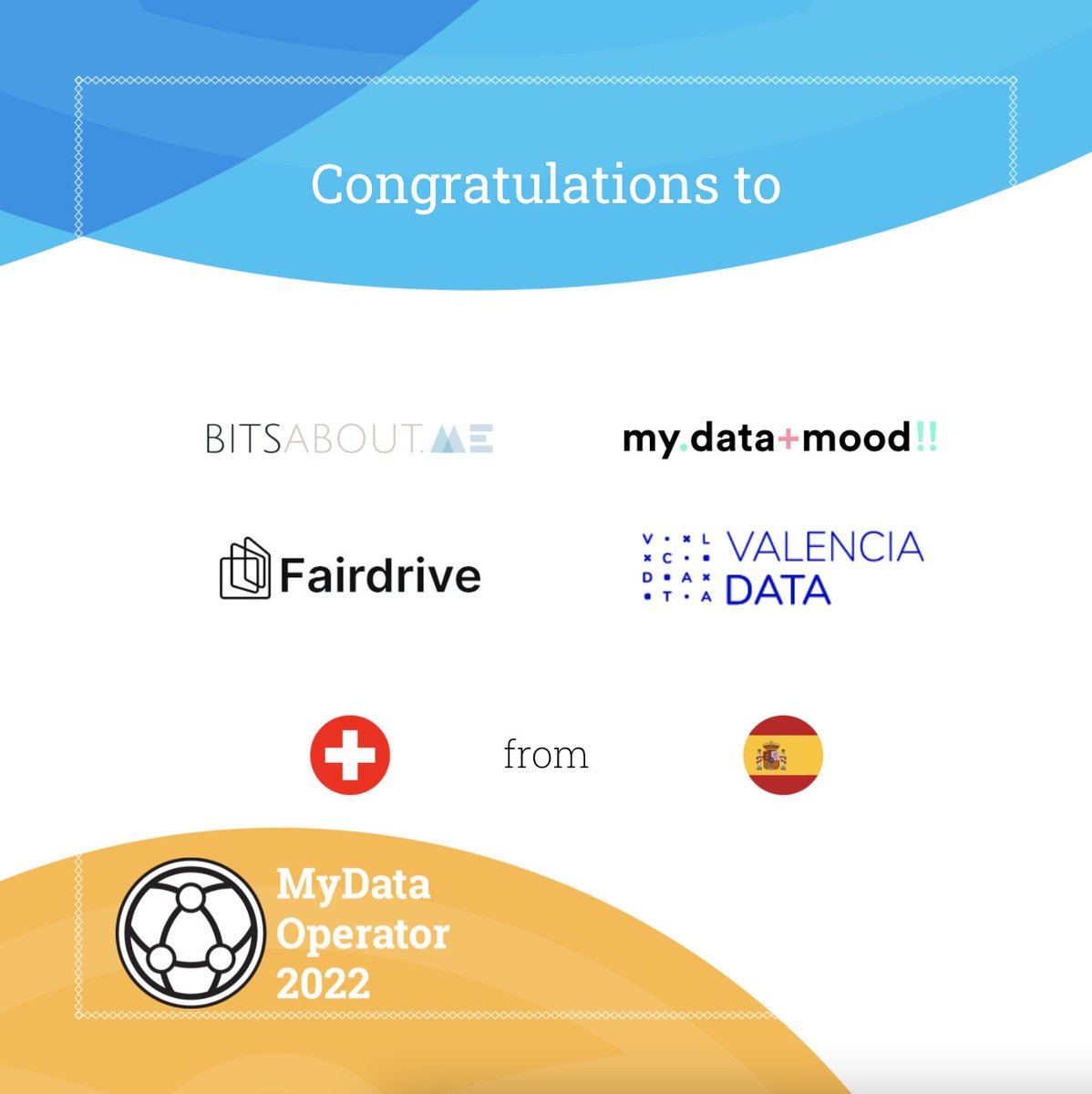 mydataorg's tweet photo. #personaldata sharing can be useful in different domains, e.g #mobility #finance #digitalmarketing or #research. These leading #MyDataOperators from CH and ES are showing how to do it in a #humancentric way. Congratulations @Bitsaboutme, @fdsfairdrive, @mydatamood & @ibv_org! 👏 https://t.co/vlwCESNN0g