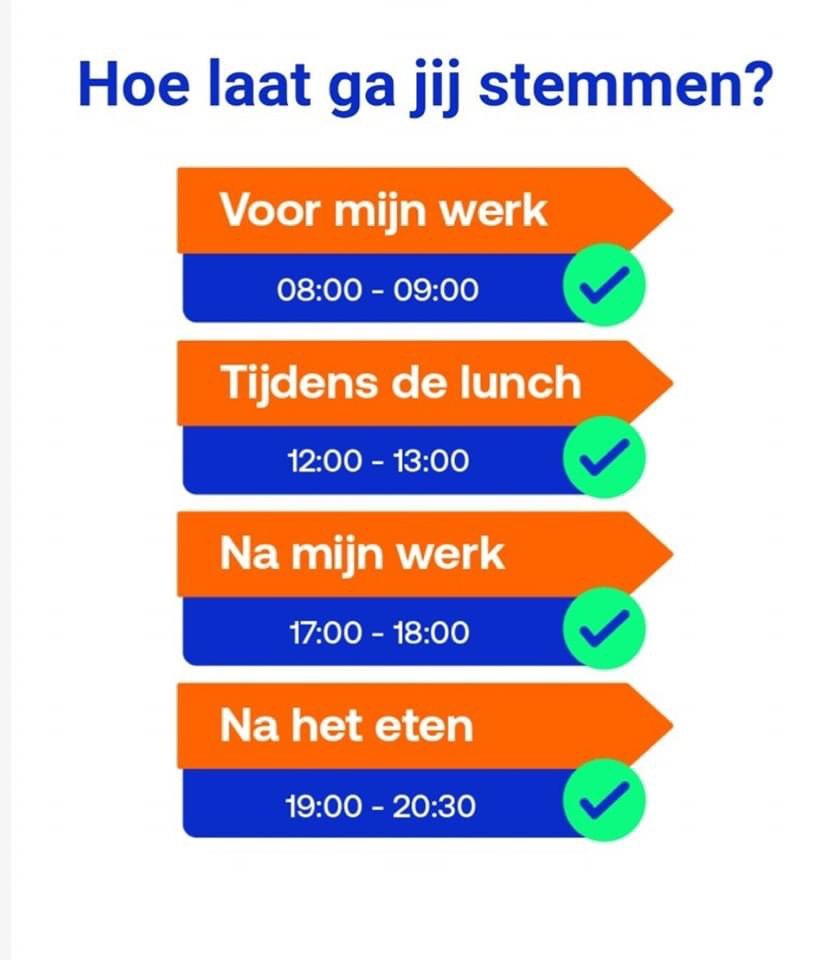 Hoe laat ga jij vandaag stemmen? Laat je stem niet verloren gaan en breng je stem uit op 1 van de 35 stembureaus in <a href="/StichtseVecht/">Gemeente Stichtse Vecht</a>. Kies VVD.