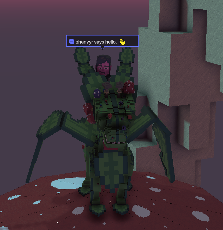 phanvyr's tweet photo. @TheSandboxGame I just participated in the daily #SandboxAlphaS2Contest for a chance to earn up to 1,000 $SAND! Starting March 15 - Selfie with the mushroom dragon. Check out my screenshot below! 👇 #SandboxAlphaS2 https://t.co/oWlFhywlwO