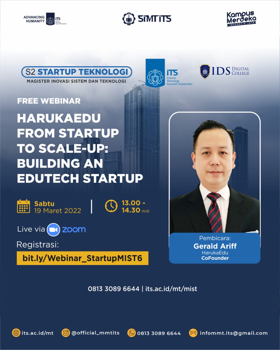 its_campus's tweet photo. 📆 Sabtu, 19 Maret 2022
⏰ Pukul 13.00 - 14.30 WIB
💻 Live via Zoom Apps (Link akan diberikan H-1, melalui email)
Daftar segera dan jangan lupa ajak kolega anda ya!
#startupteknologi #simtits #itscampus #itssurabaya #startupindonesia #startupbusiness #bisnisstartup https://t.co/WFGafTHoEn