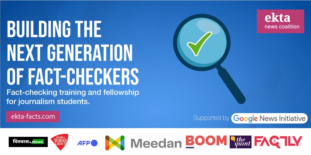 ektanewsco's tweet photo. @RizviUzair @AFPFactCheck @pallavimishraa_ @newsvishvas Covering different aspects of fact-checking such as online tools, writing fact-checks, ethics &amp; mental health, the curriculum was collaboratively designed by Ekta’s member factchecking groups. @AFPFactCheck @boomlive_in @FactlyIndia @AFWACheck @newsvishvas @QuintFactCheck @meedan https://t.co/0nAFOmTzmn