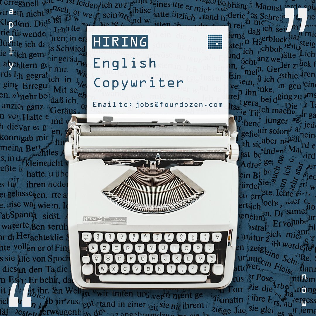 wearefourdozen's tweet photo. Our team is hiring an English copywriter. Join us, and help us tell stories about sustainability, education, bars and restaurants, and much much more. https://t.co/HDvAJkqtpL