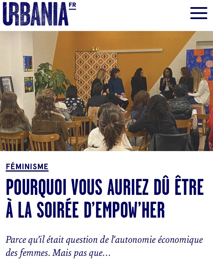 Retour avec <a href="/_URBANIA/">URBANIA</a> sur la soirée <a href="/empowher_FR/">Empow'Her France</a> sur l’émancipation économique des ♀ où <a href="/SandrineElmi/">Sandrine Elmi Hersi</a> intervenait pour présenter l’engagement de Politiqu’elles pour la présidentielle  #Femmes2022 aux côtés de  @Caroline_Cbl <a href="/morgane_denise/">Morgane Dion</a> <a href="/SophieSoubiran/">Sophie Soubiran</a> J. Py &amp; O. Sadoudi 👊👇