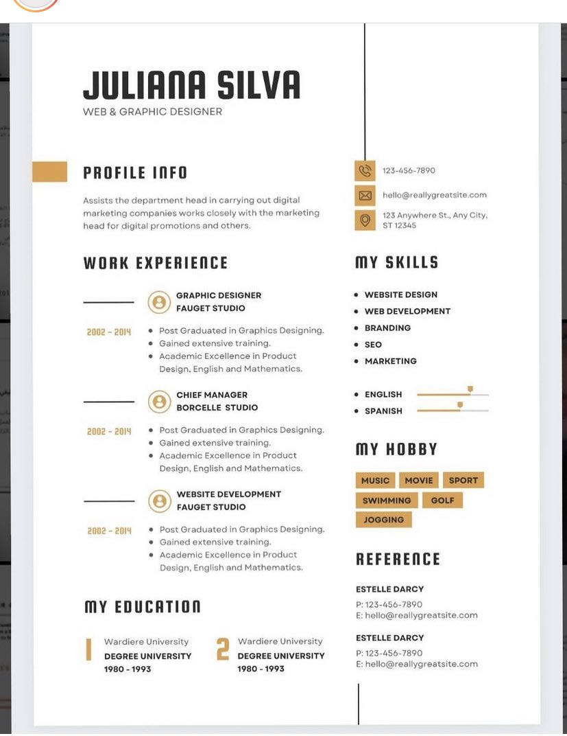 bestcv17's tweet image. نماذج Cv بالانجليزي 🖌 #سيرة_ذاتية