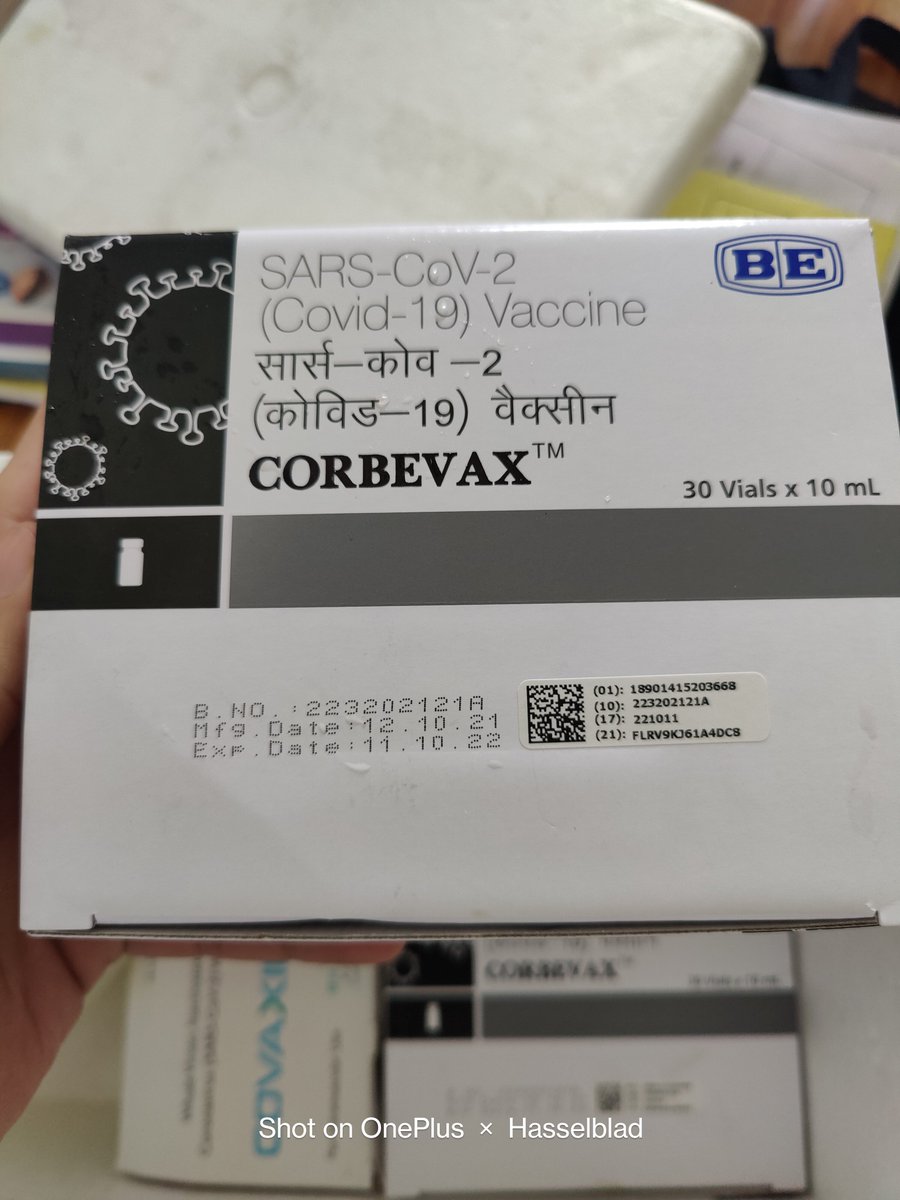 For age group 12-14 years CorBEvax vaccine. First Look for tweeterites 😝 #Corbevax 

Country's first indigenously developed RBD protein sub-unit vaccine against the virus virus.
2 Dose, I/M, 28 days gap, 2-8°C