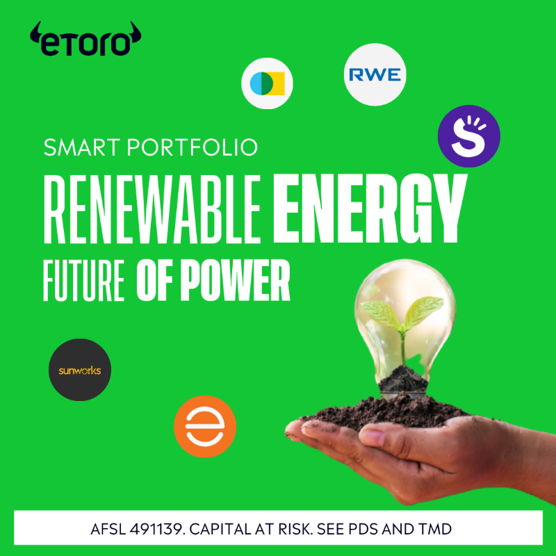 eToroAU's tweet photo. Go green and invest in renewable energy 💚