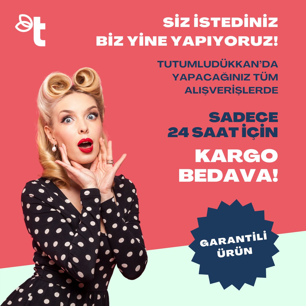 Siz istediniz biz yine yapıyoruz. Yoğun talep üzerine sınır olmaksızın TutumluDükkan’dan yapacağınız tüm alışverişlerde yine SADECE 24 saat için KARGO BEDAVA

#tutumluanne 
#tutumludükkan
#gelecekiçiniyimoda
#sürdürülebilirmoda
#ikinciel
#etiketliikinciel