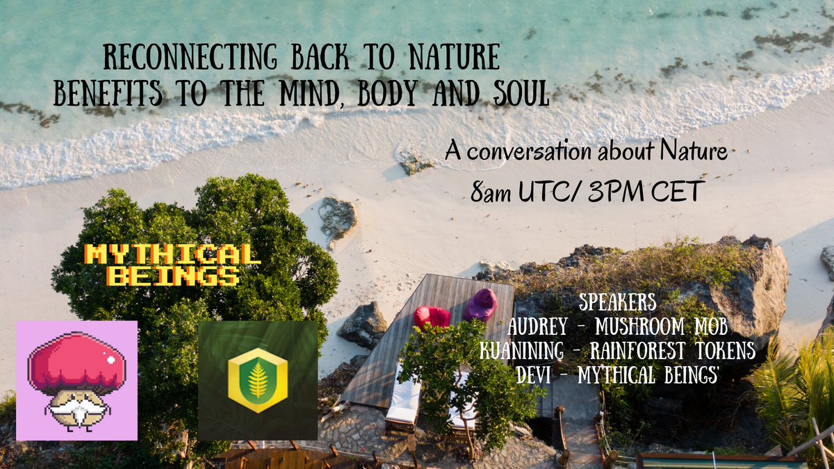 MythicalBeings_'s tweet photo. Join in a conversation on how Nature nourishes our Mind Body and Soul with our #NFTcommunity @fundtheplanet and @MushroomMob
https://t.co/fhT2SaE0Au
#WellnessWednesday #MythicalBeingsNFT #NatureWeek #NFTsForGood #EarthRestoration https://t.co/Ia938svfpJ