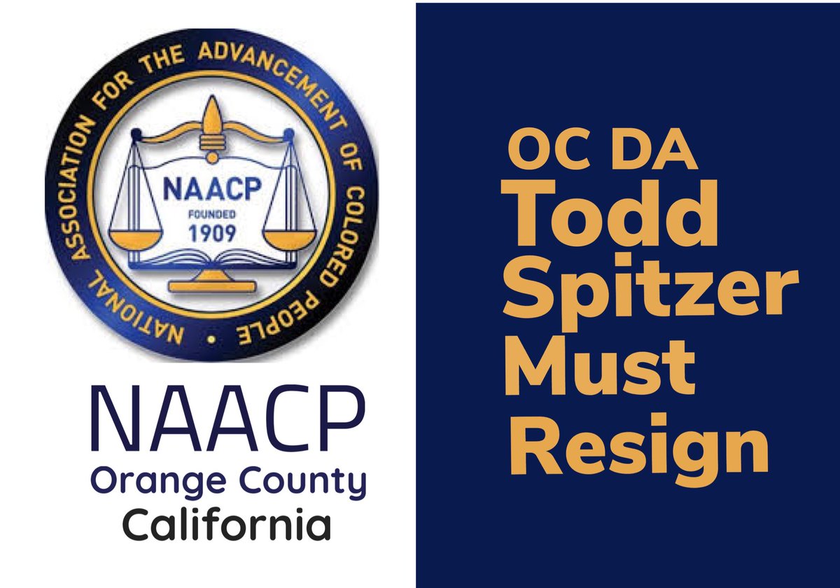 LarryTenney's tweet photo. .@naacpoc has joined:
βοΈ @CaliforniaNAACP
βοΈ @NatUrbanLeague
βοΈ @laurbanleague
βοΈ @TMarshallBar
In calling for resignation of
OC District Attorney
TODD SPITZER
#ResignSpitzer #SpitzerResign
h/t @fernermatt https://t.co/2yRy33hknu